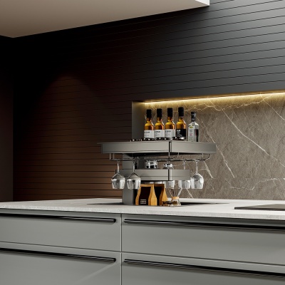 Электрическая телескопическая полка выезжающая из базы, NUOMI, цвет серый (2 коробки)